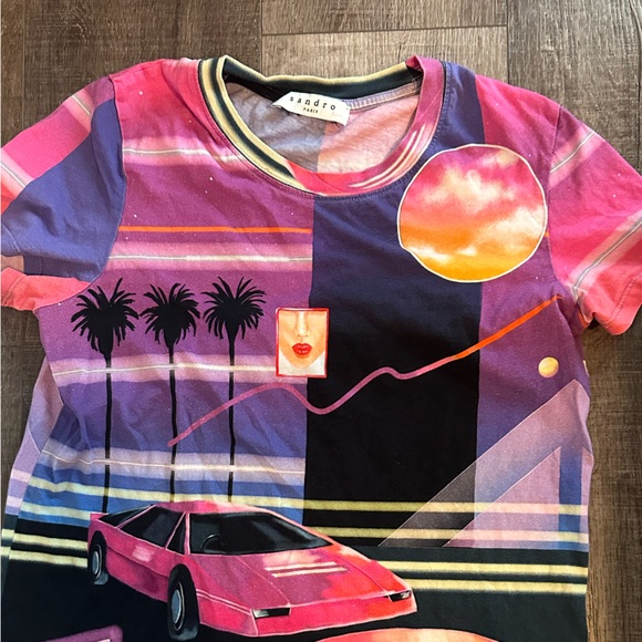 Sandro Printed Pink  T-shirt. - Picture 7 of 10